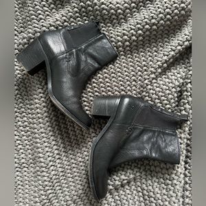 Frye black pull-on heeled ankle boots